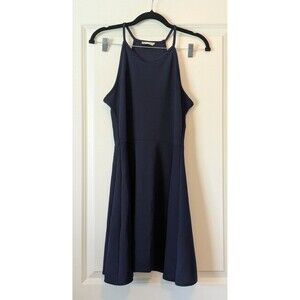 Olivia Rae Women's Size Large Navy Blue Fit & Flare Sleeveless Skater Mini Dress